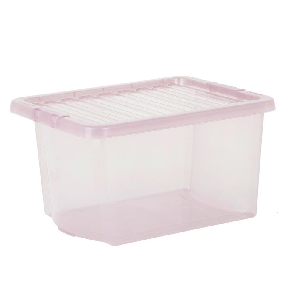 Wham 28L Pink Crystal Storage Box with Lid 5 Pack Image 3