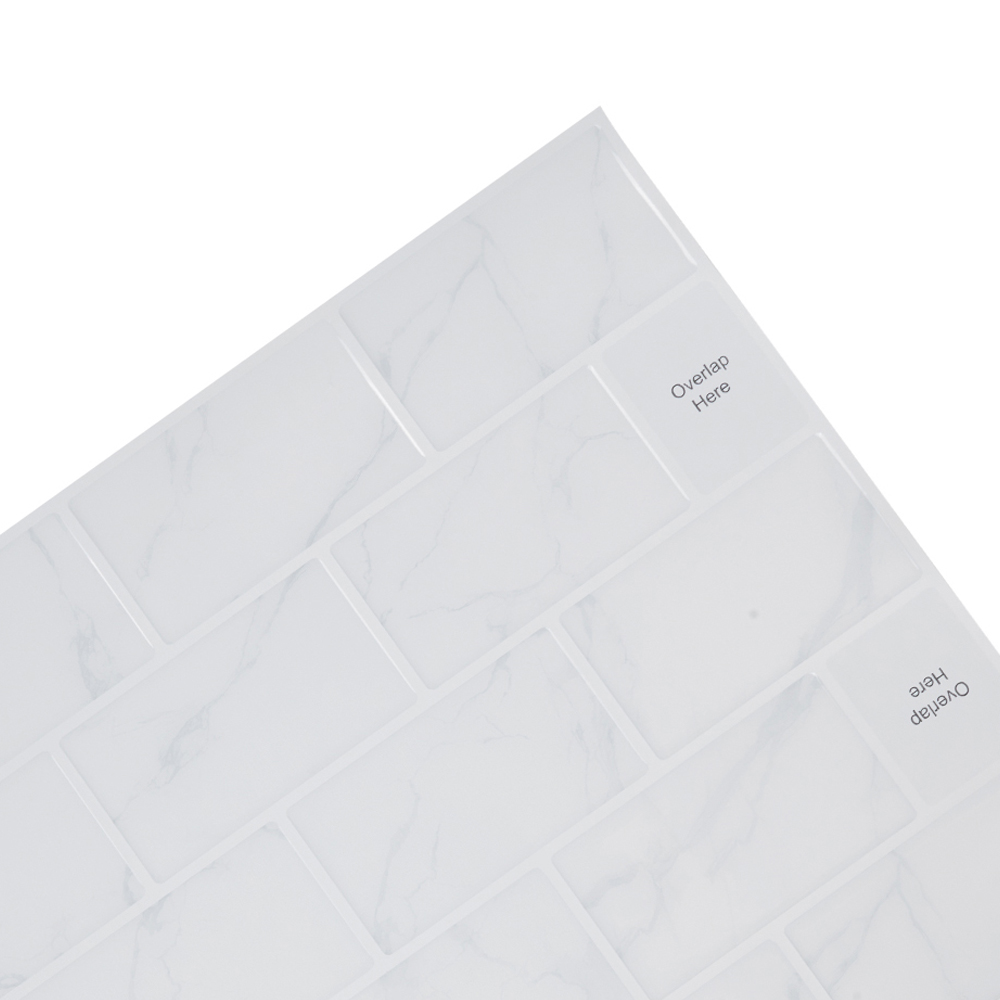 Living and Home White Marble Peel and Stick Wallpaper Tile 30 x 30cm 10 Pack Image 5