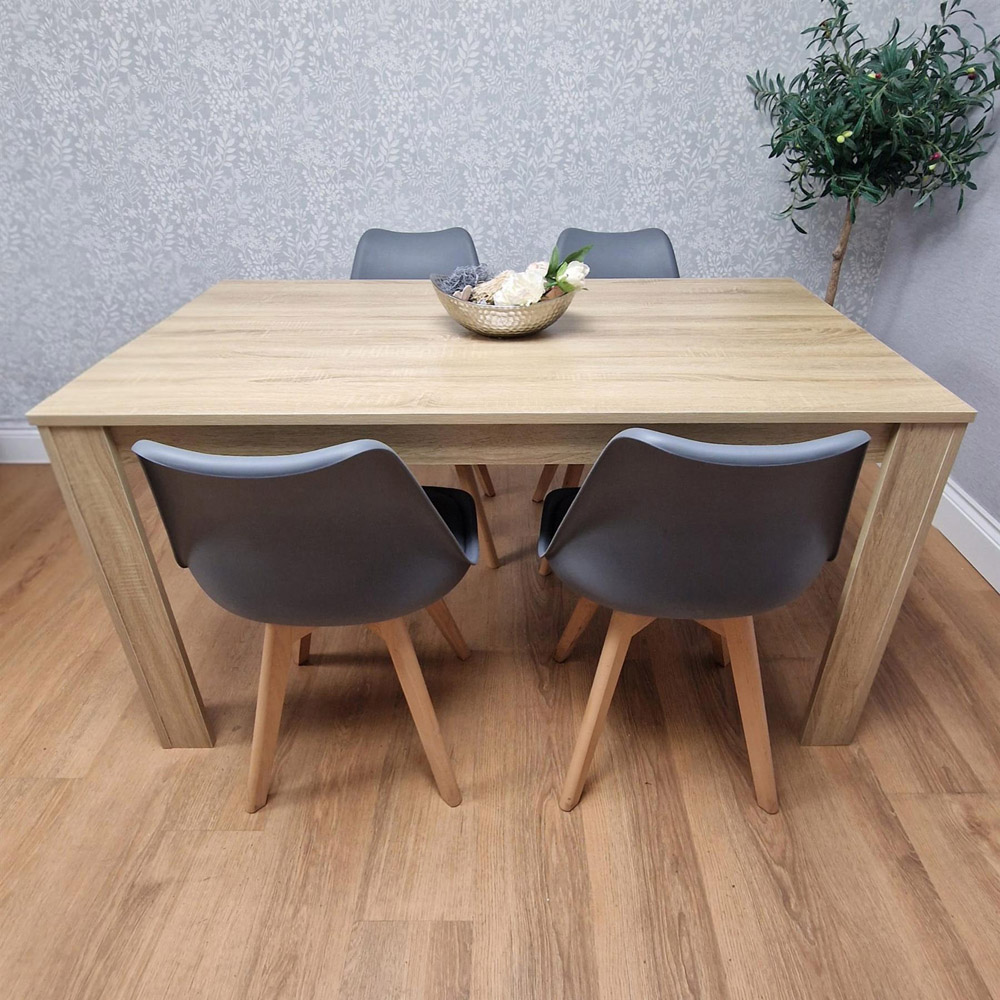 Portland 4 Seater Plastic and Leather Dining Set Oak Effect and Grey Image 5