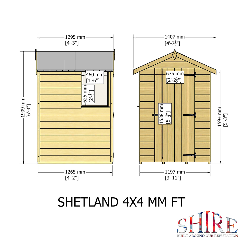 Shire GB Shetland 4 x 4ft Shiplap Apex Garden Shed Image 9