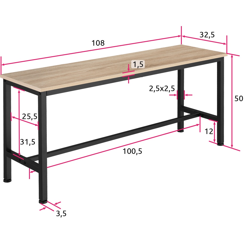 tectake Fairfield Set of 2 Light Wood Oak Sonoma Bench Image 9