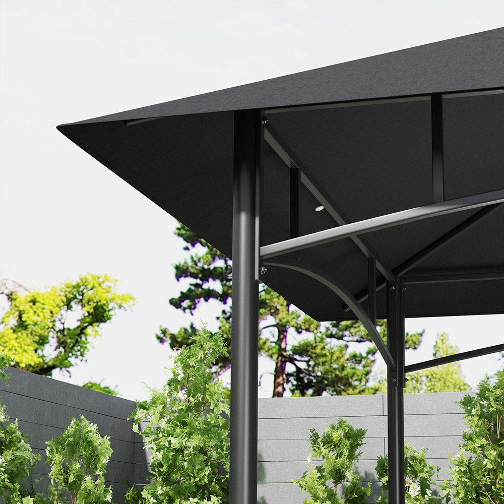 Outsunny 1.5 x 2.4m Dark Grey Grill Canopy Gazebo with 2 Side Shelves and Hook Image 3