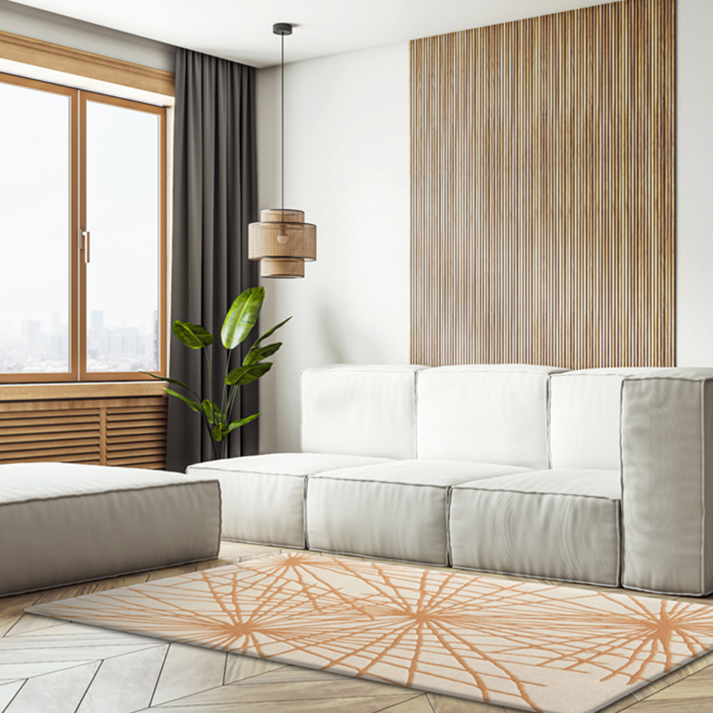 Esselle Home Aura Starburst Natural and Orange Rug 120 x 170cm Image 6