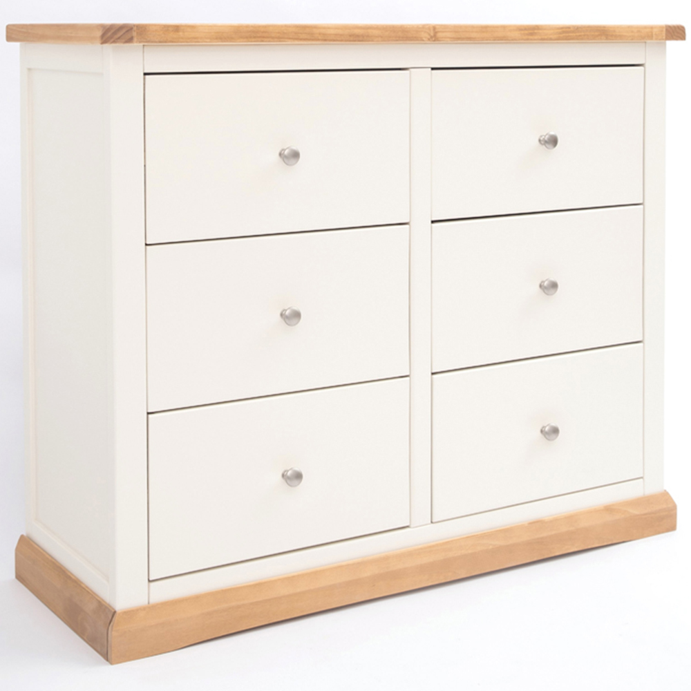 Cabinet Bits Trevi 6 Drawer White Chrome Knob Chest of Drawers Image 2