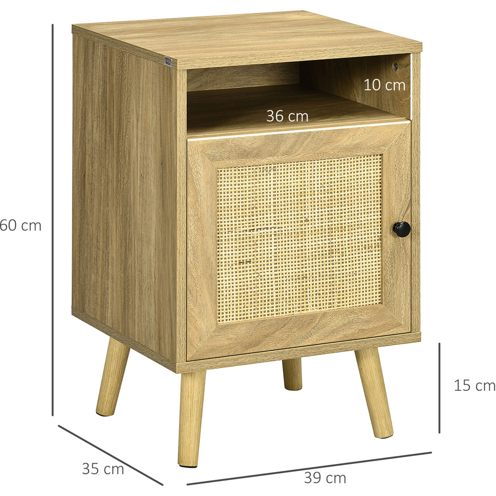 Portland Single Door Single Shelf Natural Rattan Bedside Table Image 9