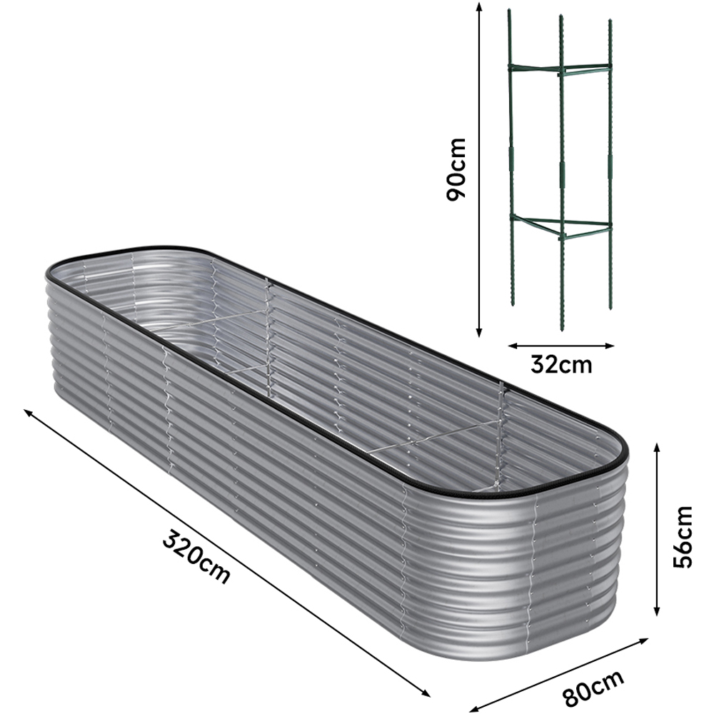 Living and Home Silver Oval Galvanised Steel Raised Garden Bed 320 x 56cm Image 9