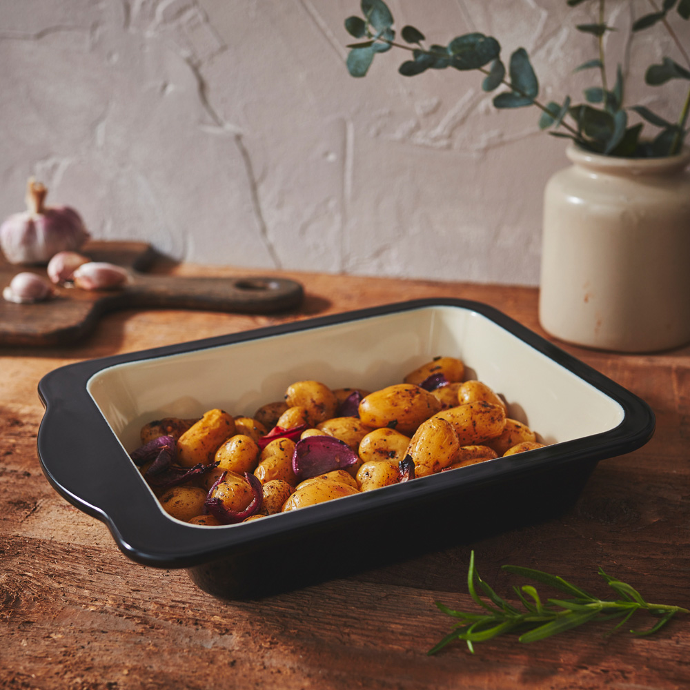 Wham Baker & Salt 22cm Set of 2 Two Tone Enamel Baking Dish Image 2