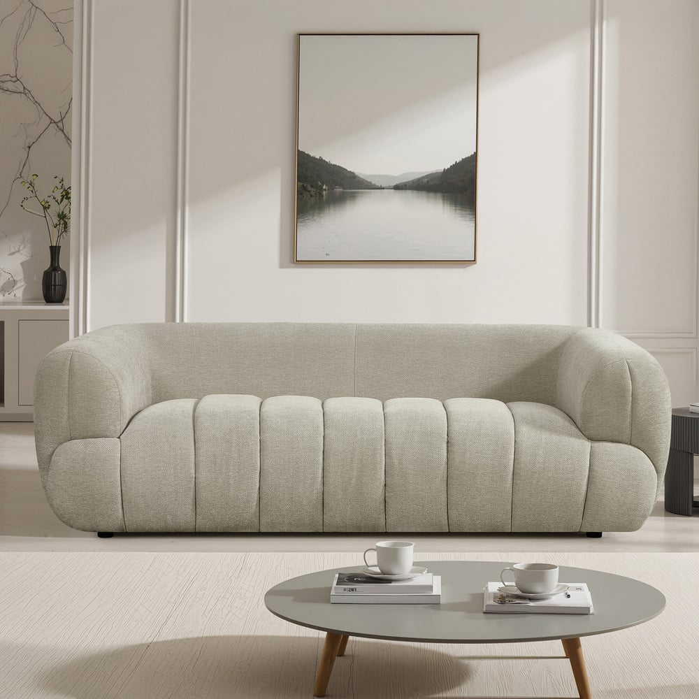 Artemis Home Claremont 3 Seater Beige Fabric Sofa Image 4