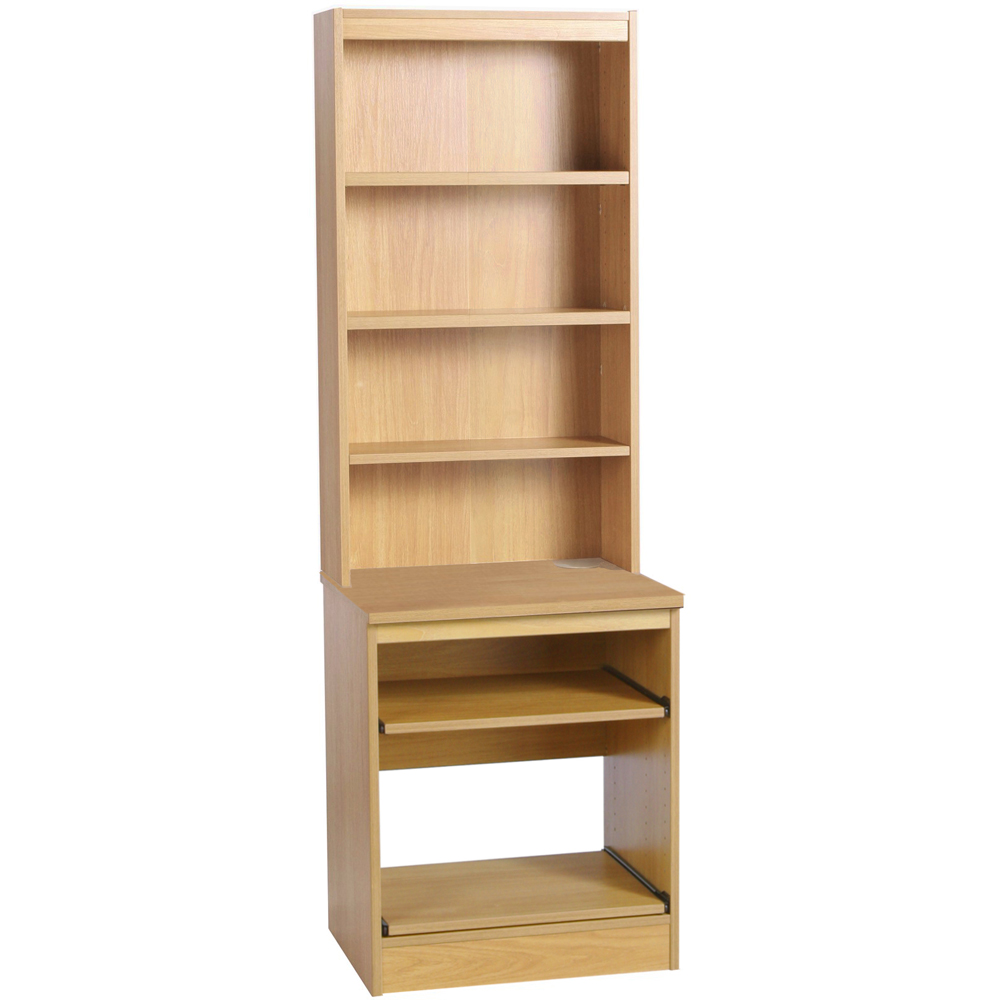 R White Cabinets 4 Shelf Printer Desk Stand with Hutch Brown Image 2