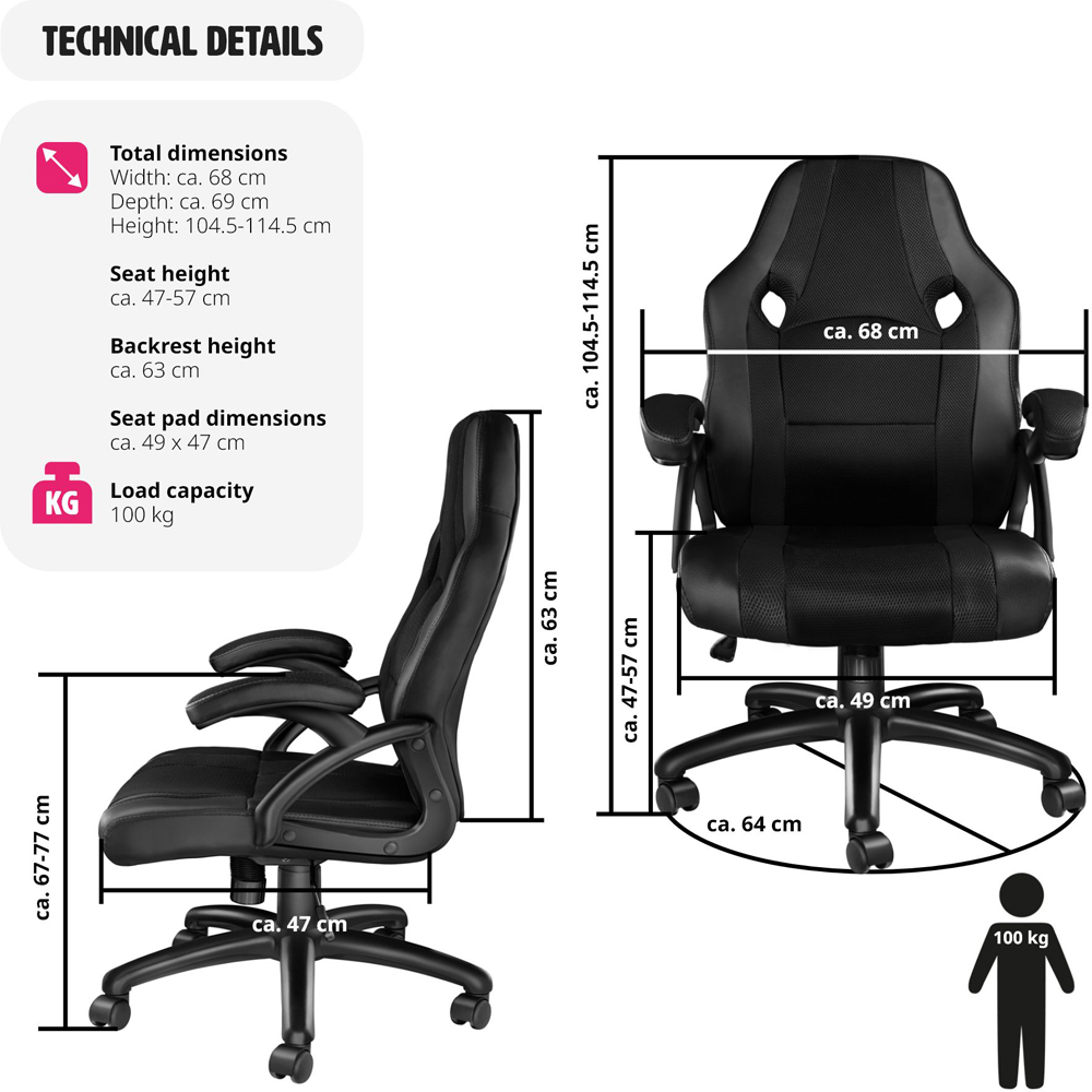 tectake Benny Black Gaming Chair Image 9