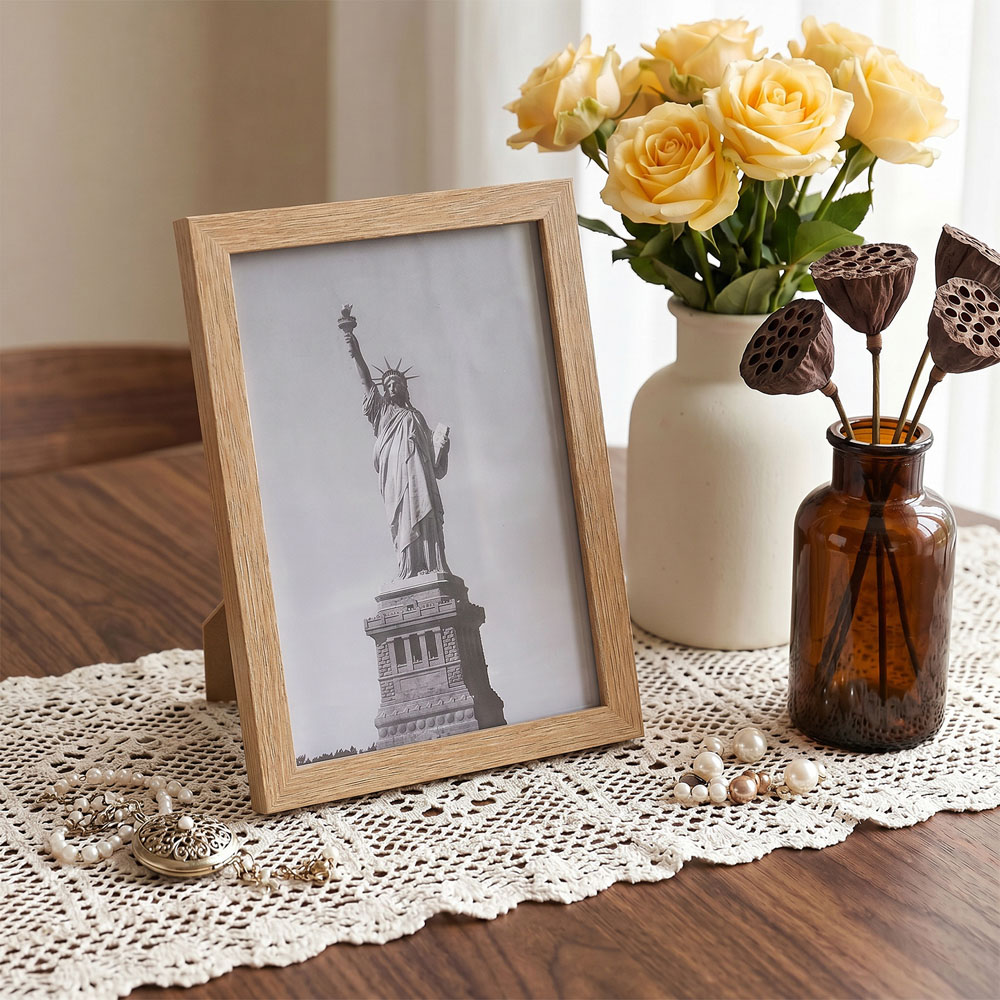 Living and Home Natural Wood Grain Photo Frame 5.8 x 8.3 inch 5 Pack Image 2