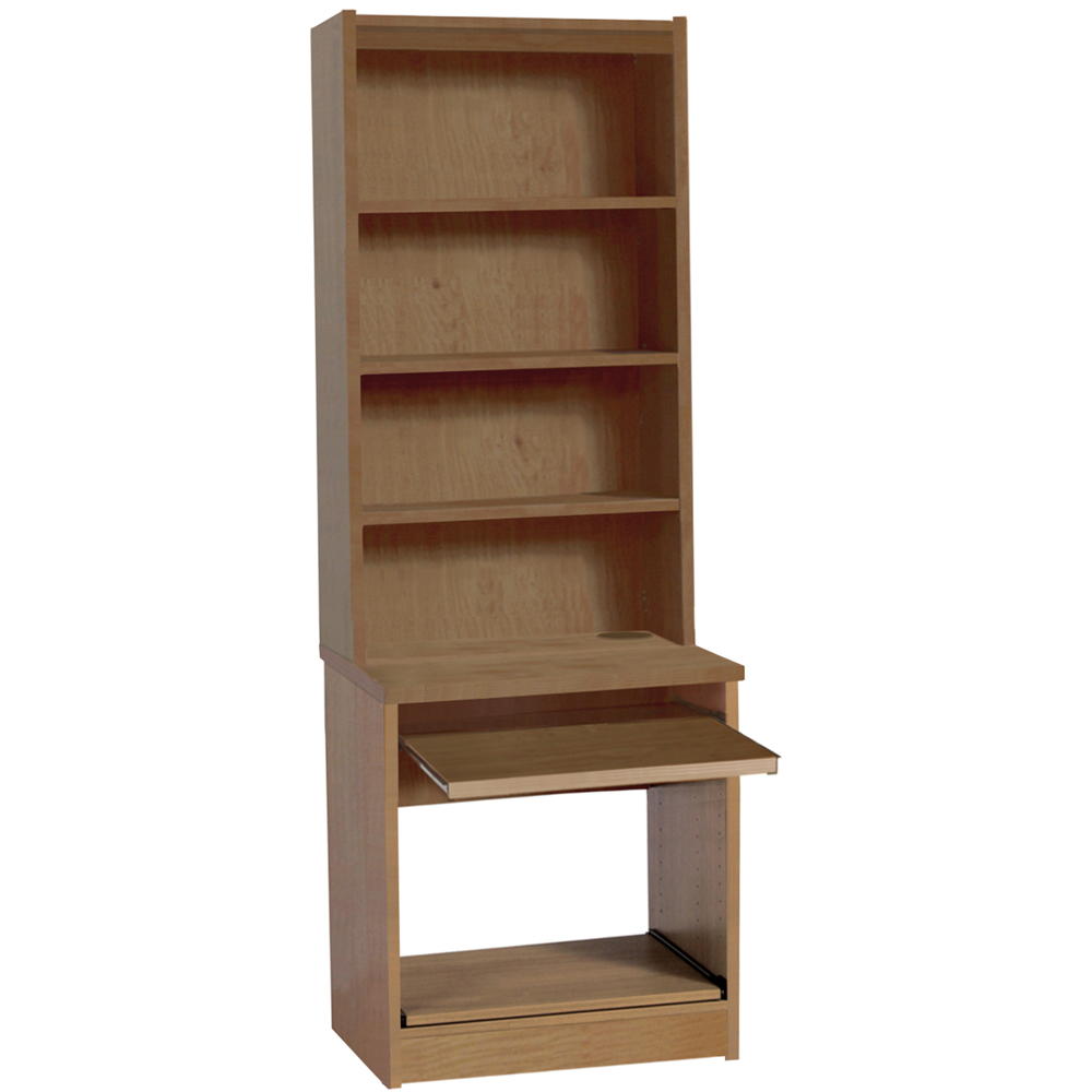 R White Cabinets 4 Shelf Printer Desk Stand with Hutch Brown Image 2