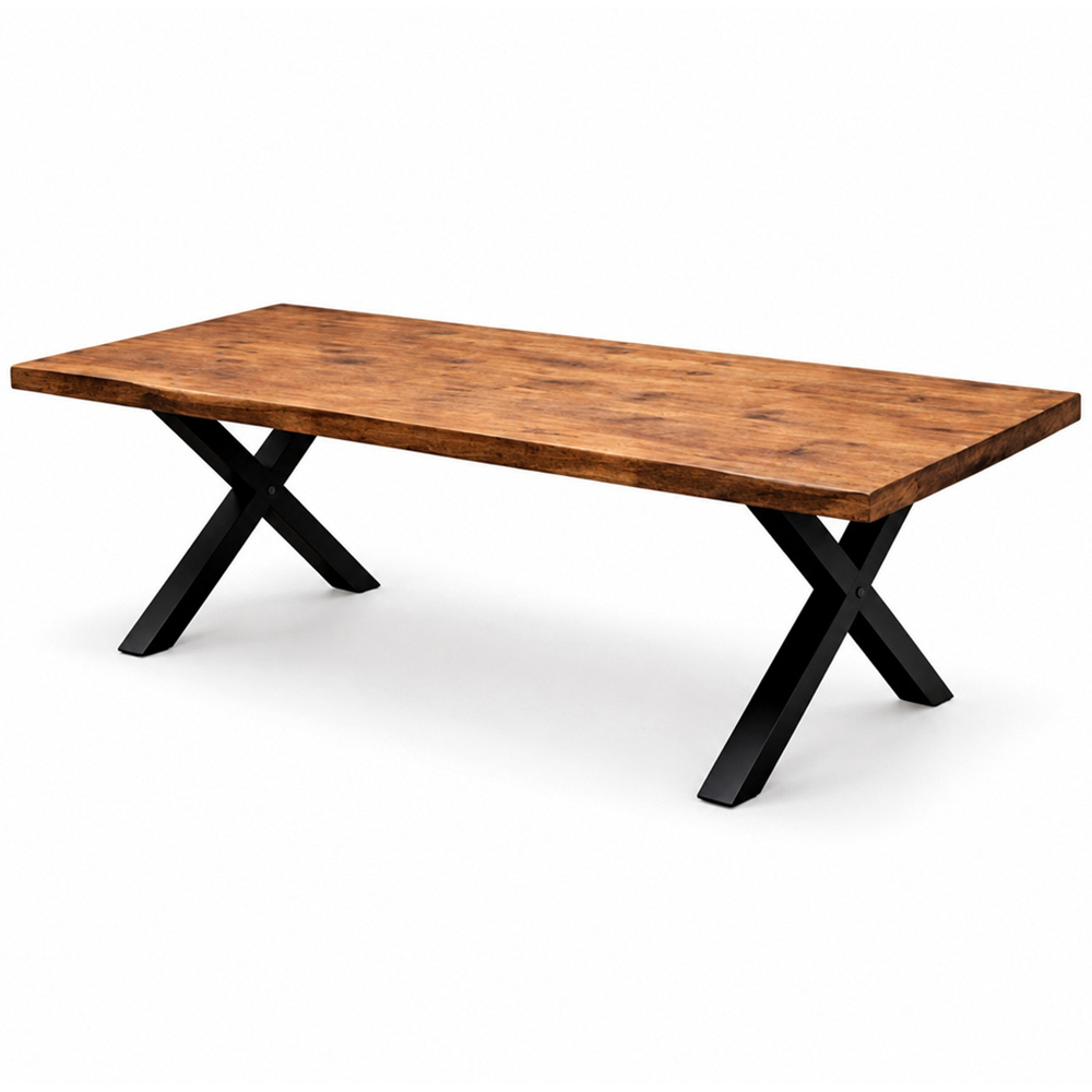 Homebase Jacobean Brown 6 Seater Sleek and Slender Rustic Dining Table 80 x 140cm Image 2