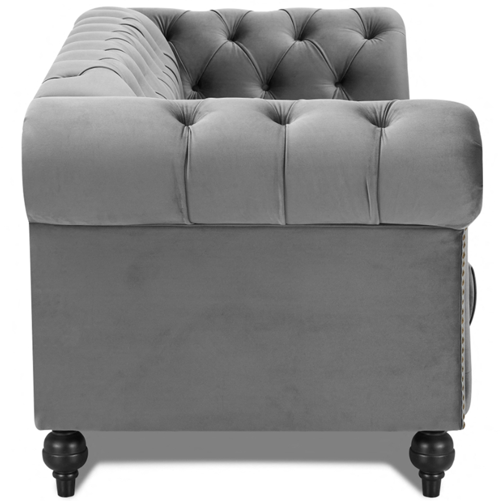 Home Detail Mayfair 3 Seater Grey Velvet Curved Sofa Image 4