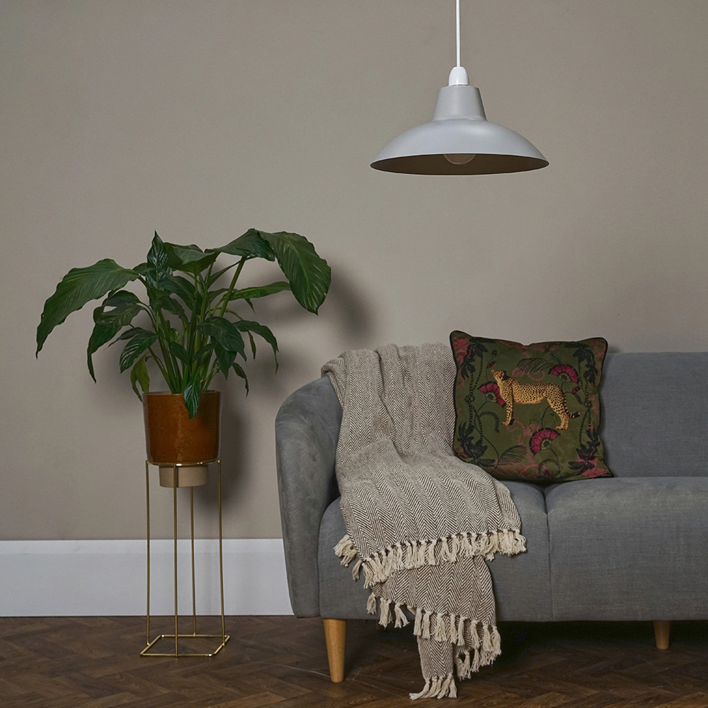 ValueLights Civic Matt Grey Retro Pendant Light Shade Image 8