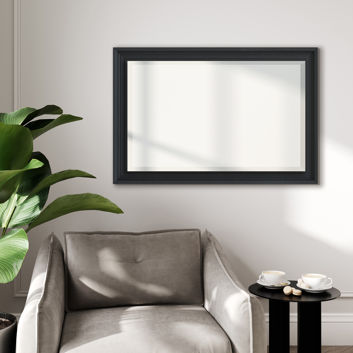 Malvern Bevelled Mirror Black Image 4