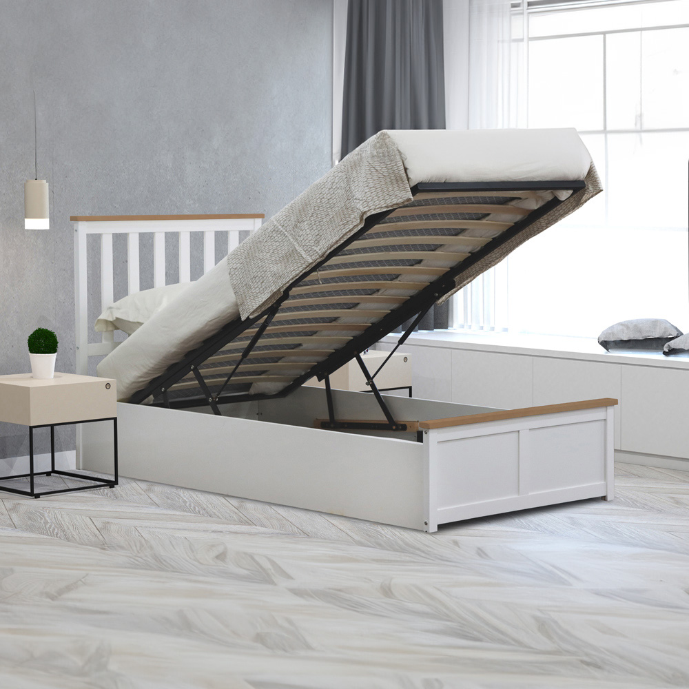 Comfy Living Single White Gas Lift Ottoman Bed Image 2