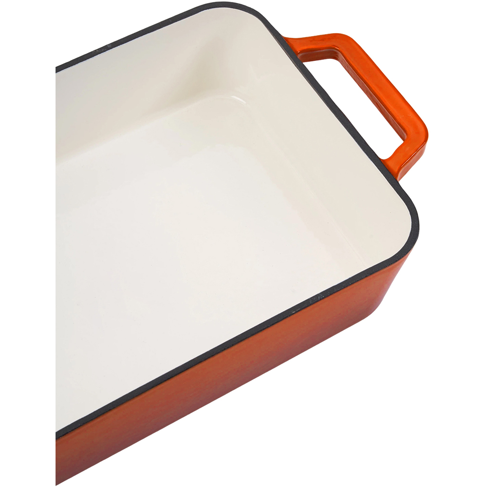 Living and Home 3.2L Orange Enamelled Cast Iron Rectangular Baking Dish Image 6