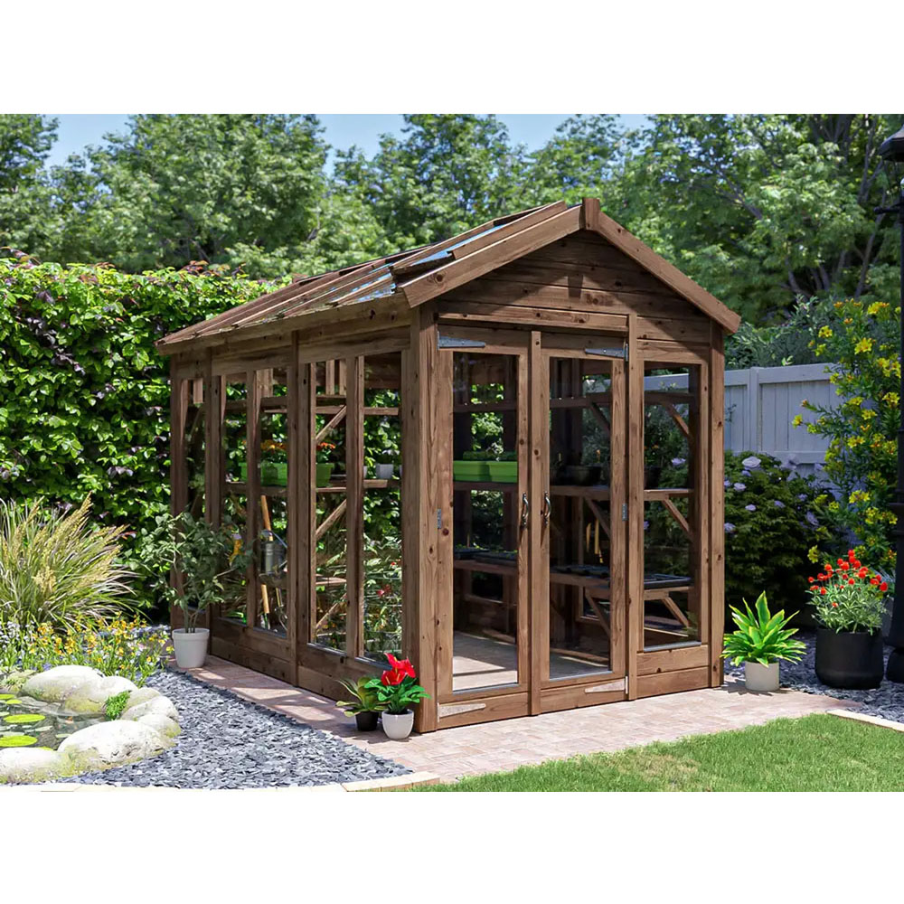 Dunster House Growzilla Brown Wooden 6 x 10ft Greenhouse Image 2