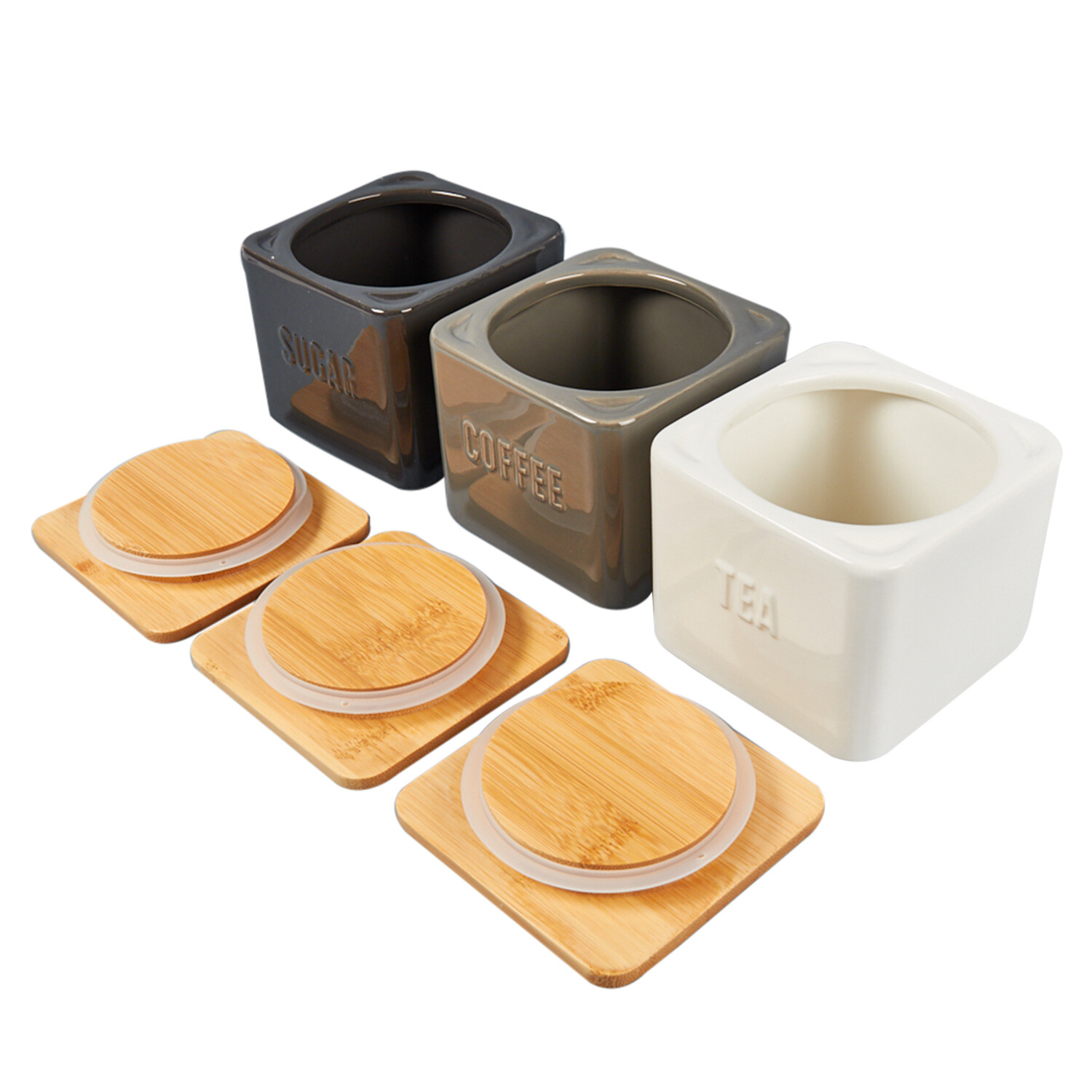 Stacking Tea Coffee Sugar Canister Set - Multicolour Image 5