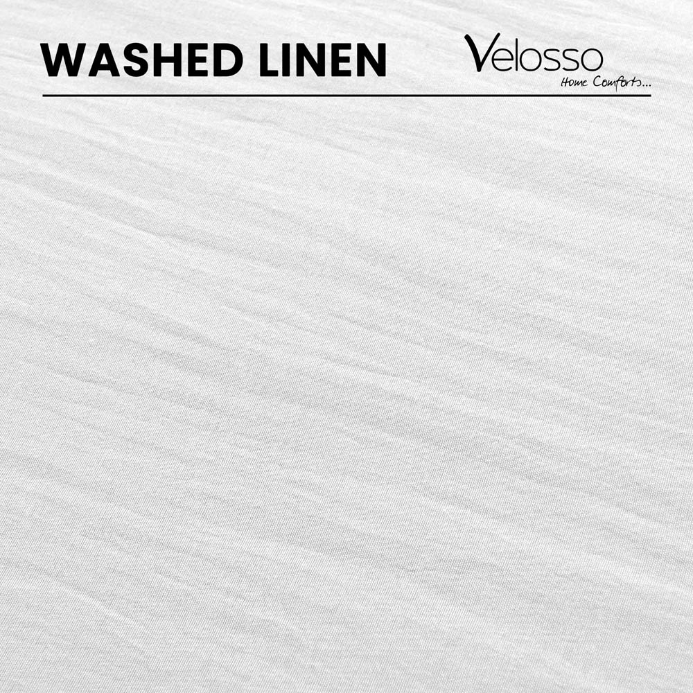 Velosso Washed Linen Look Single White Duvet Set Image 4