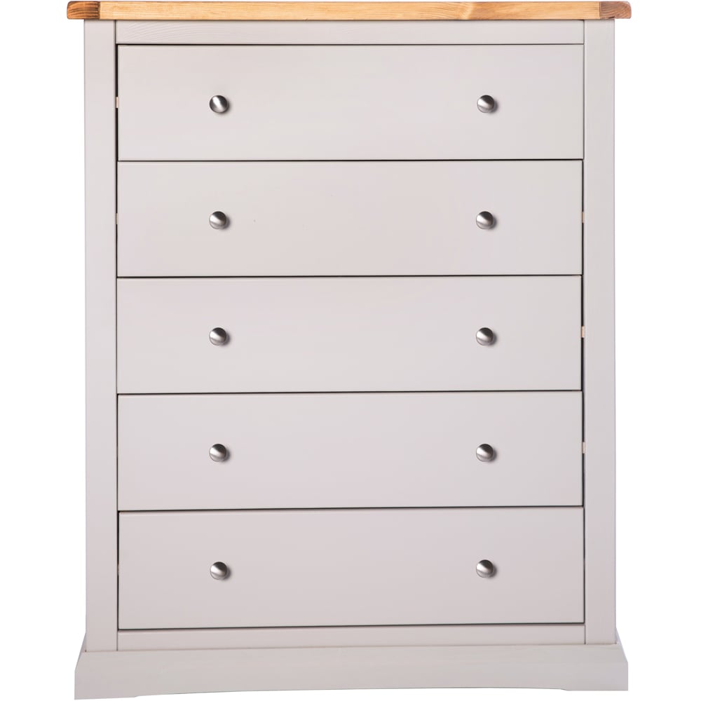 Cabinet Bits Loreo 5 Drawer Grey Chrome Knob Chest of Drawers Image 3