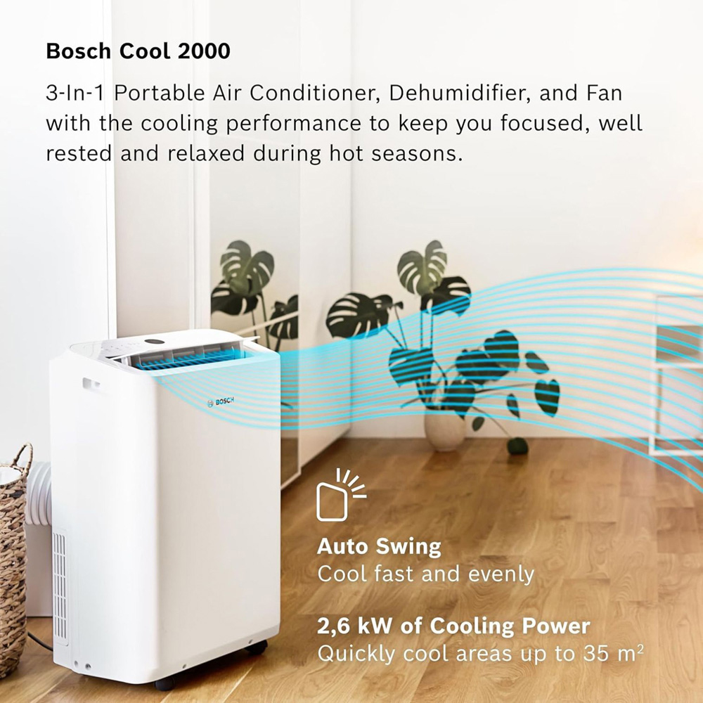 Bosch Cool 2000 3-in-1 White 2.6 kW Portable Air Conditioner with Remote Control Image 3