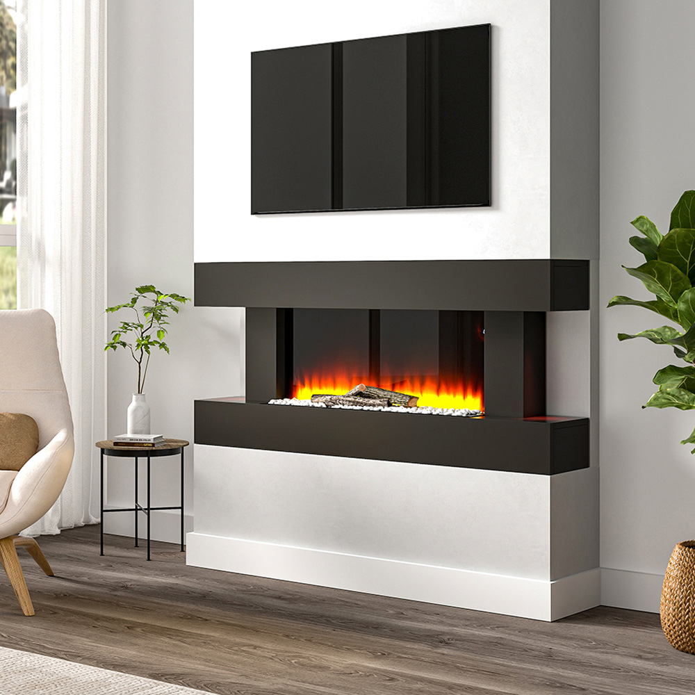 Living and Home Multicolour Electric Stainless Steel Flames Wall Mounted Fireplace 52 inch Image 6