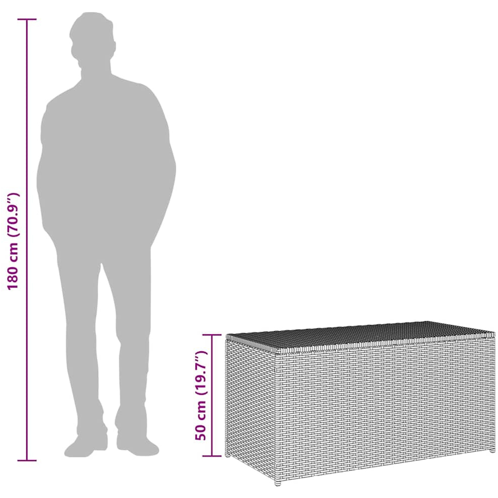 Walplus 100 x 50 x 50cm Grey Poly Rattan Garden Storage Box Image 9