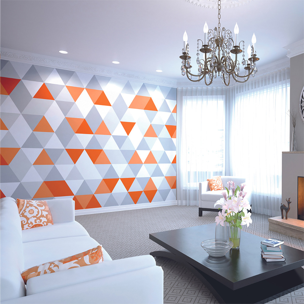 Origin Murals Geometric Orange Wall Mural Image 3
