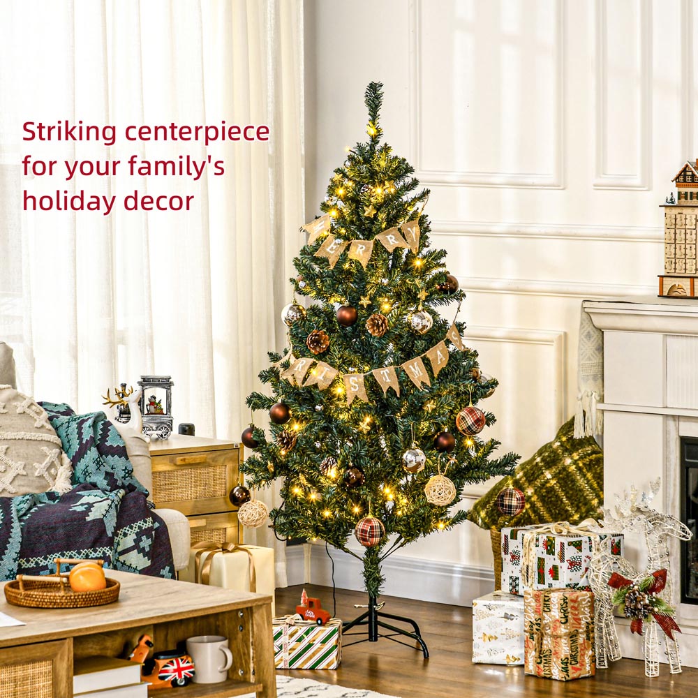 Everglow Warm White LED Pre-Lit Artificial Christmas Trees with Decoration Banner Tag 5ft Image 4