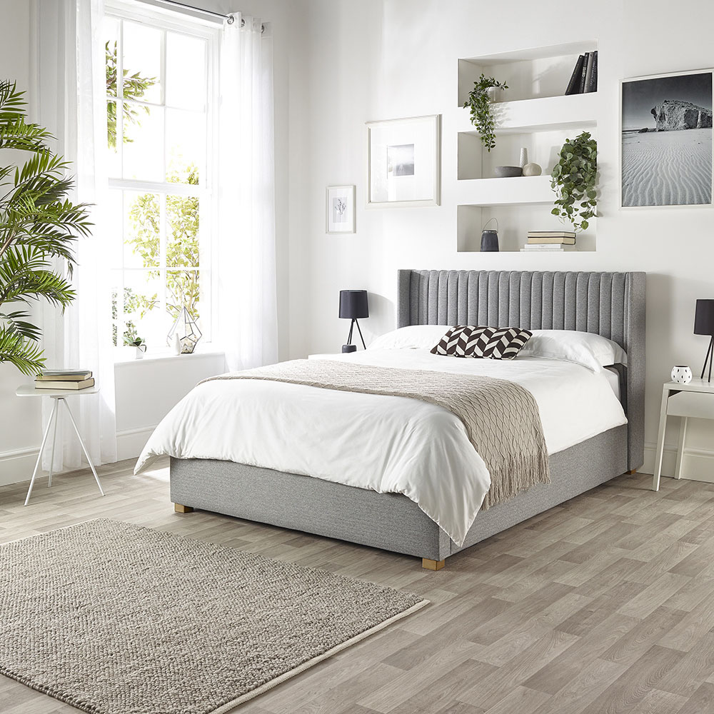 Catherine Lansfield Soho Super King Size Grey Twill Ottoman Wing Bed Image 4