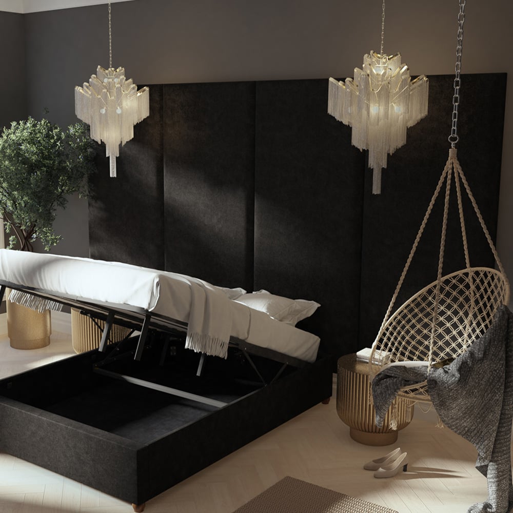 Aspire Furniture Llewelyn-Bowen Luxury Charcoal Kimiyo Linen Wall Mounted Headboard 90cm Image 4