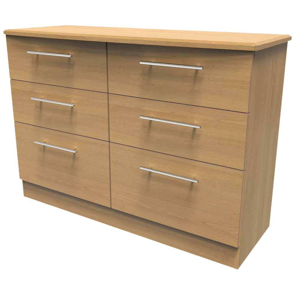 Crowndale Sherwood 6 Drawer Oak Wide Midi Chest of Drawers Image 4
