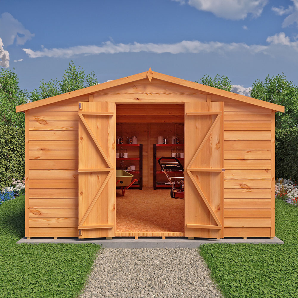 Shire 10 x 15ft Double Door Overlap Apex Wooden Shed Image 4