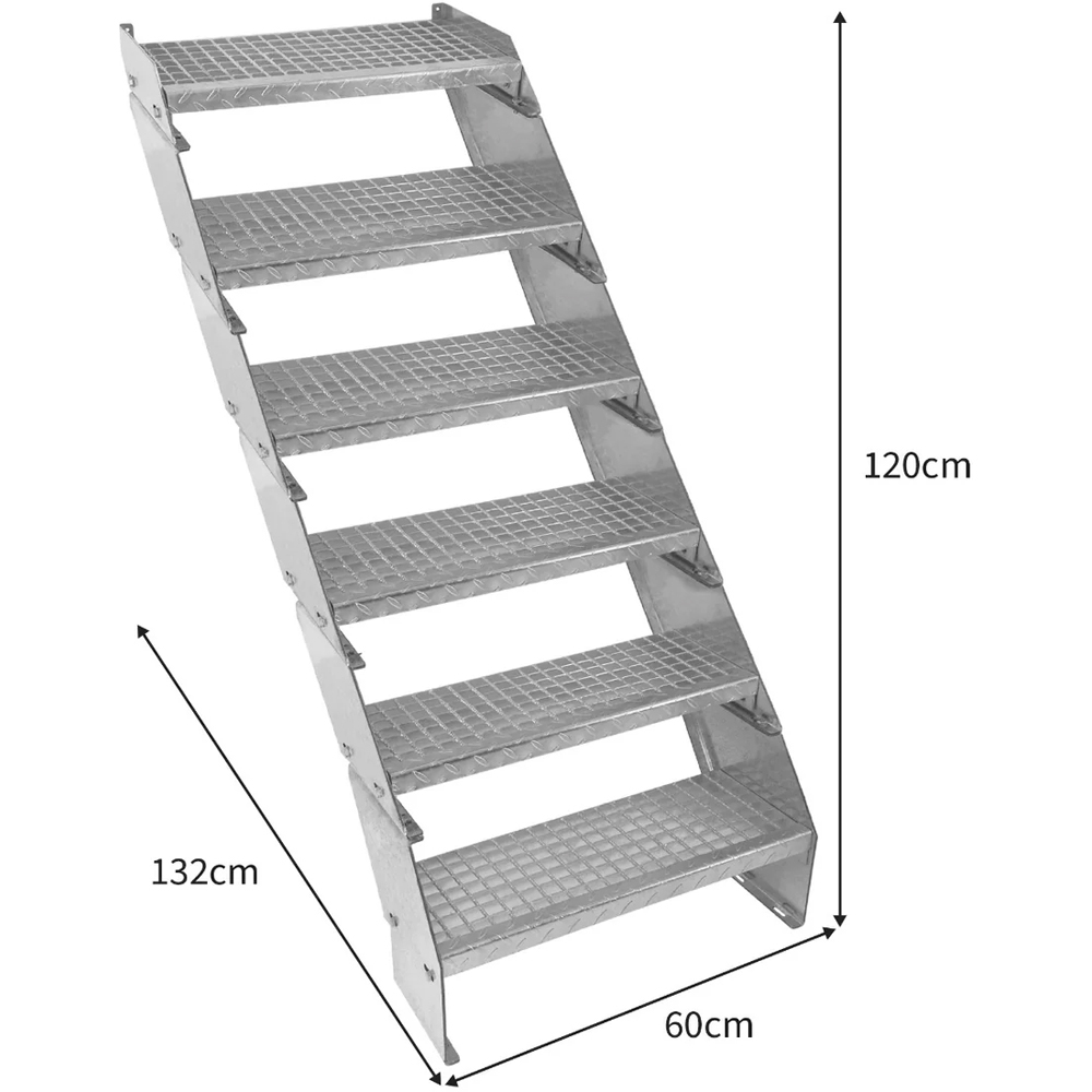 MonsterShop 6 Section Adjustable Galvanised Staircase 600mm Image 5