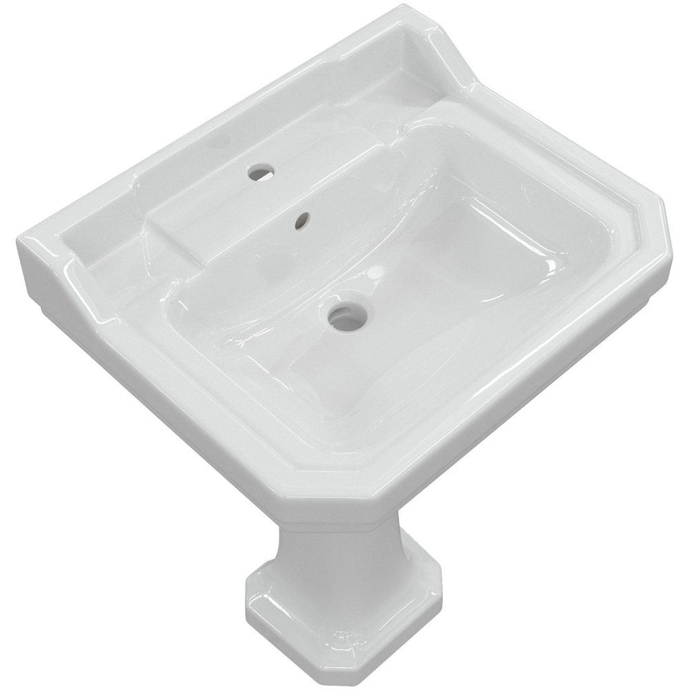 Bathstore Pelosa Single Tap Hole White Vitreous China Full Pedestal Basin 600 x 500mm Image 4