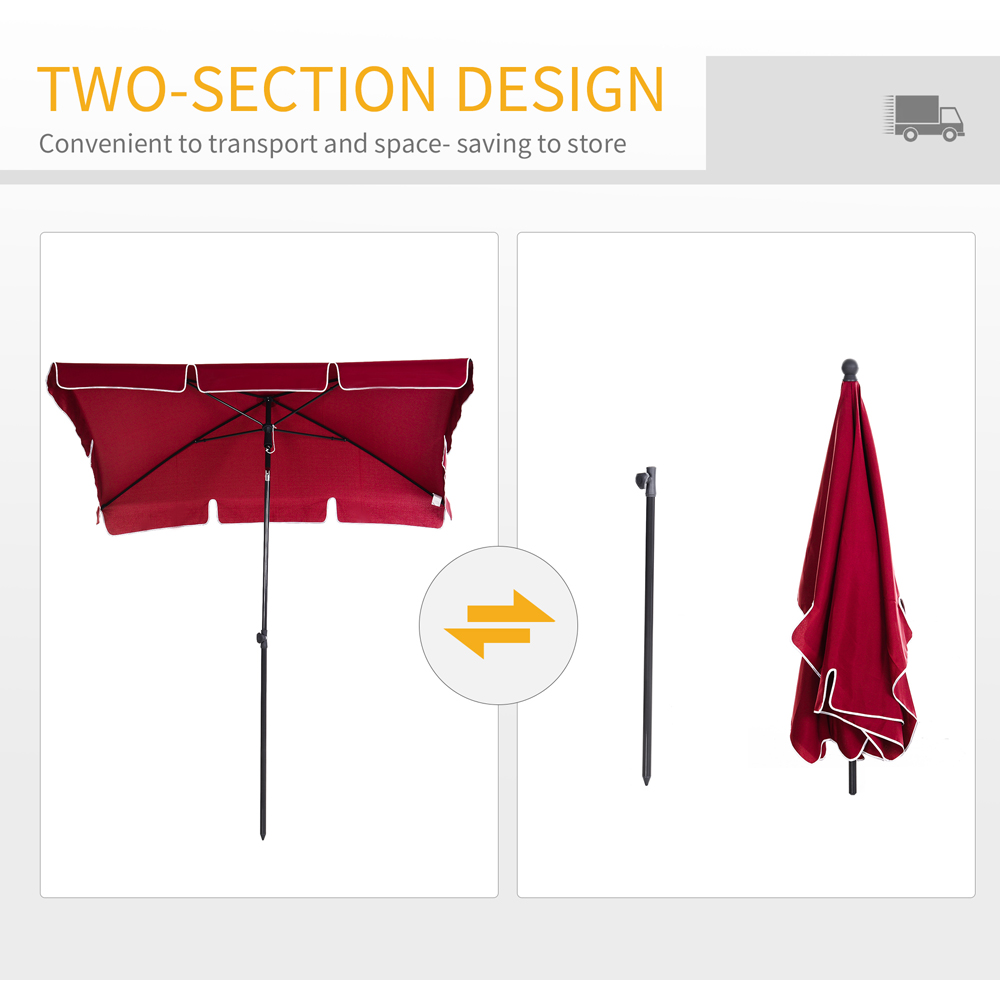 Outsunny Red Tilting Parasol 2 x 1.25m Image 5
