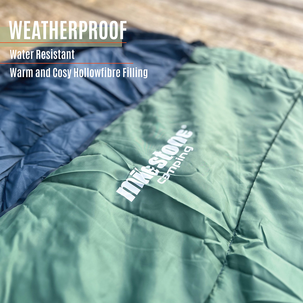Milestone Camping 250 Hooded Evergreen Envelope Sleeping Bag Image 5