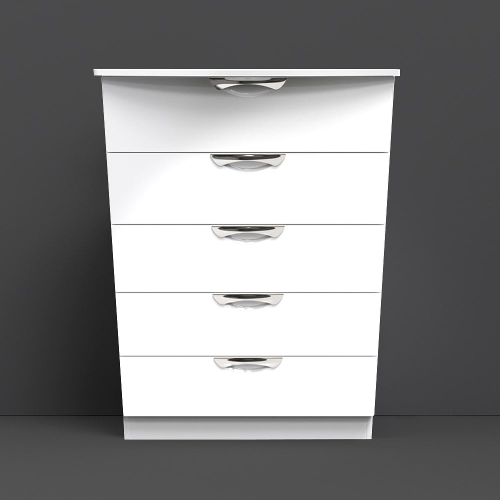 Crowndale Camden 5 Drawer White Gloss Chest of Drawers Image 7