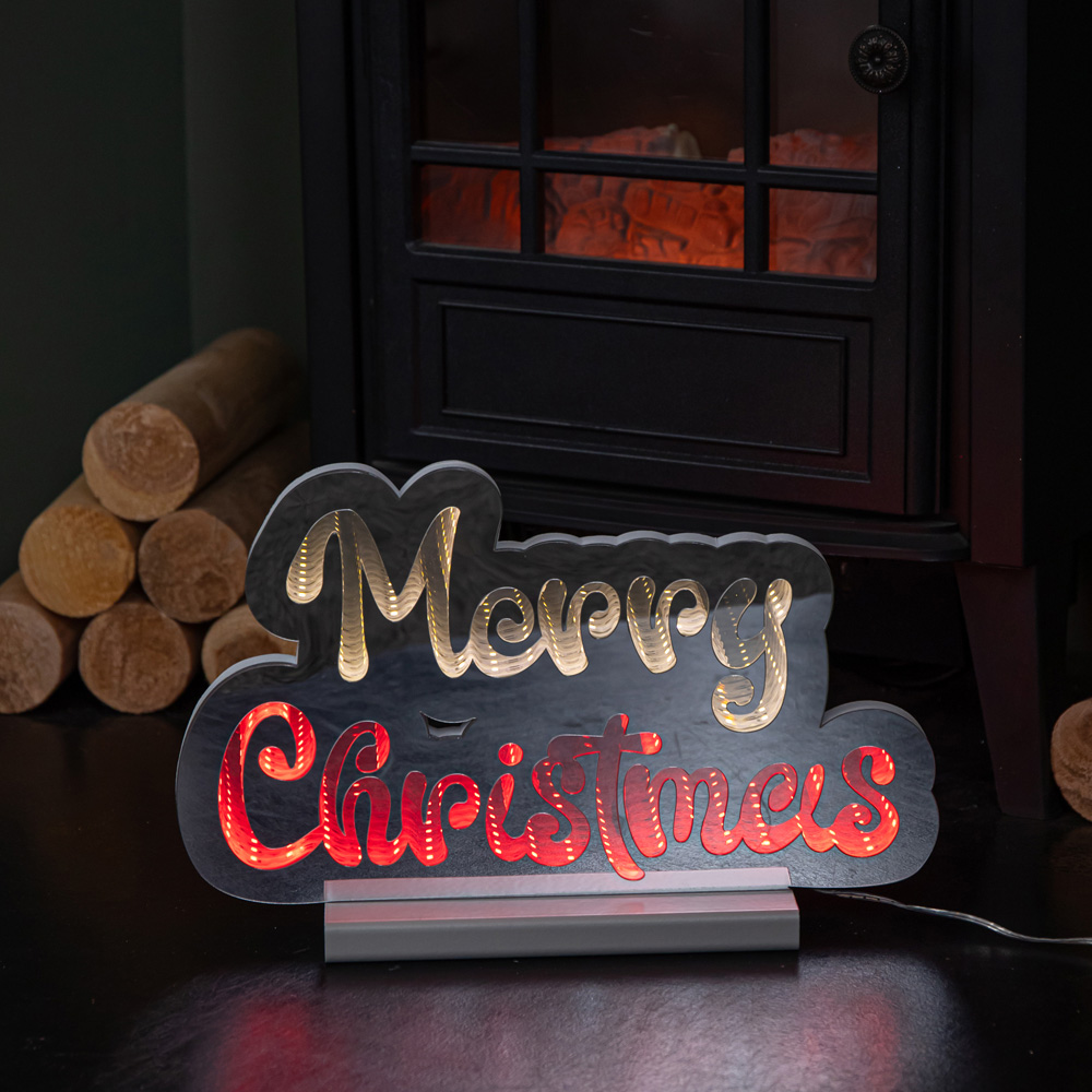 Samuel Alexander Red and White Merry Christmas Infinity Light 32cm Image 6