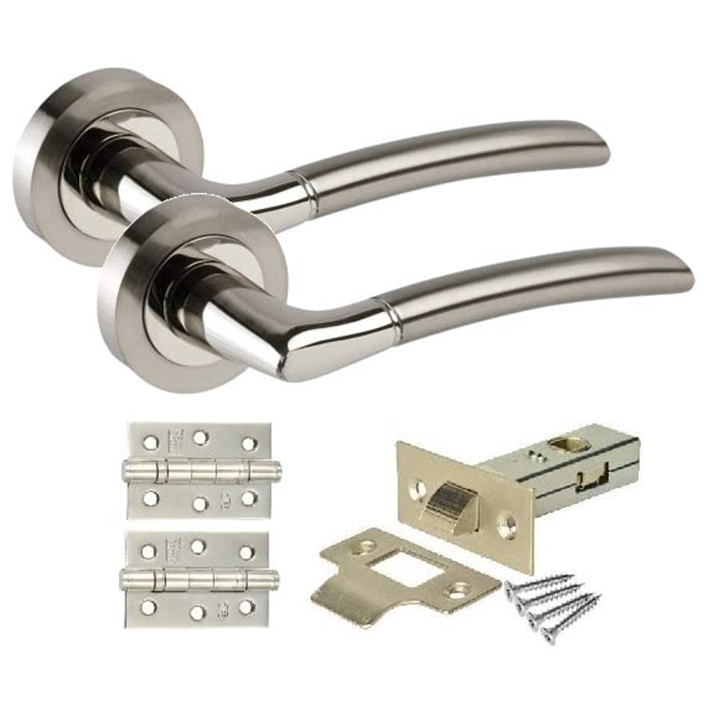 Golden Grace Duo Chrome Indiana Modern Door Handle Set 4 Pack Image 2