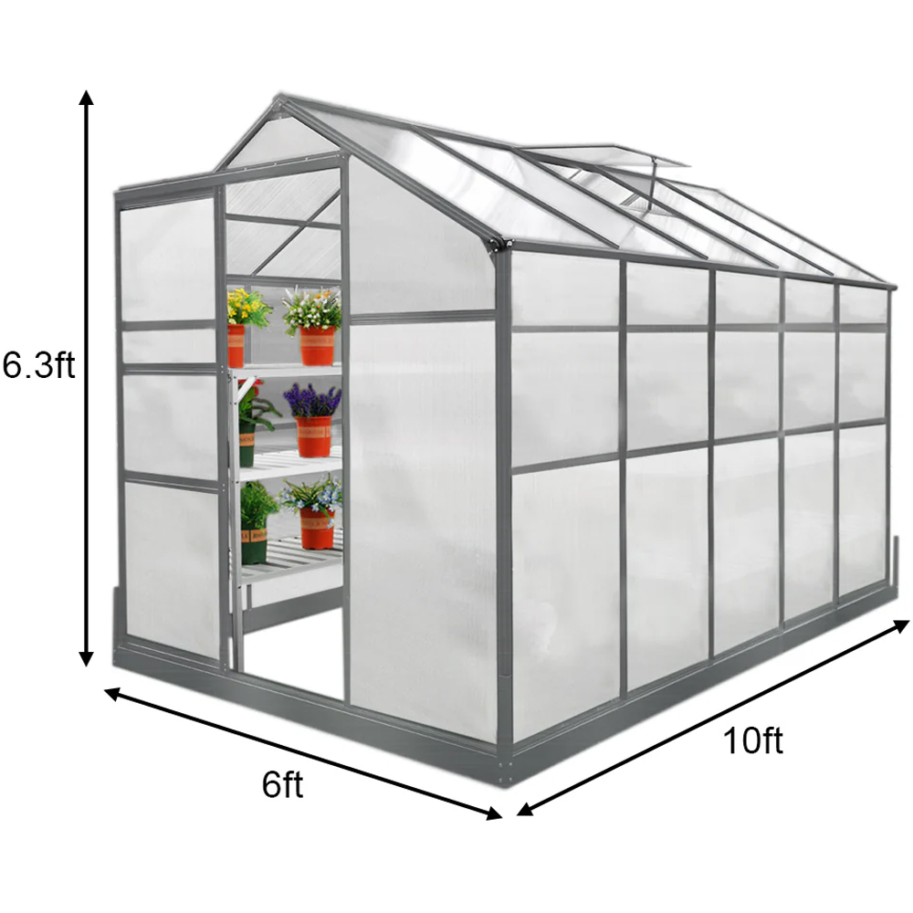 MonsterShop 6 x 10ft Greenhouse with Base and Racks Image 7
