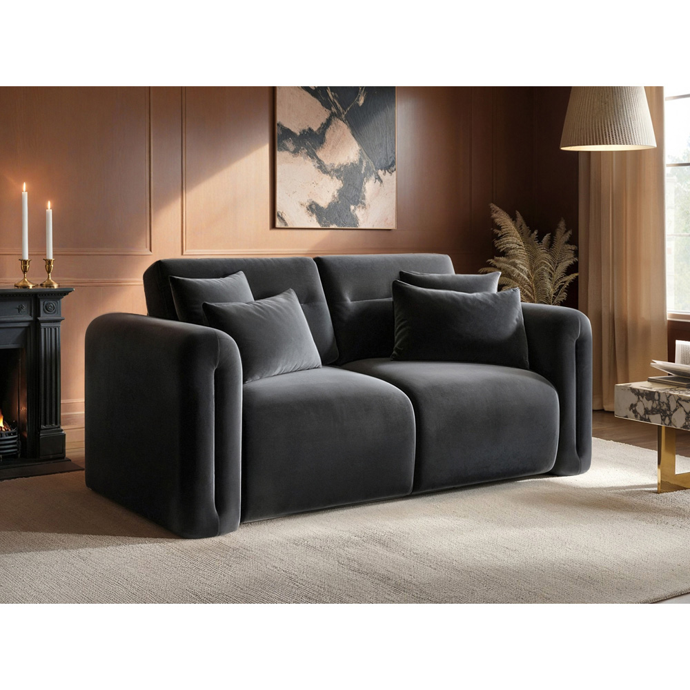 Solace+Co Mabel 2 Seater Grey Velvet Sofa Image 6
