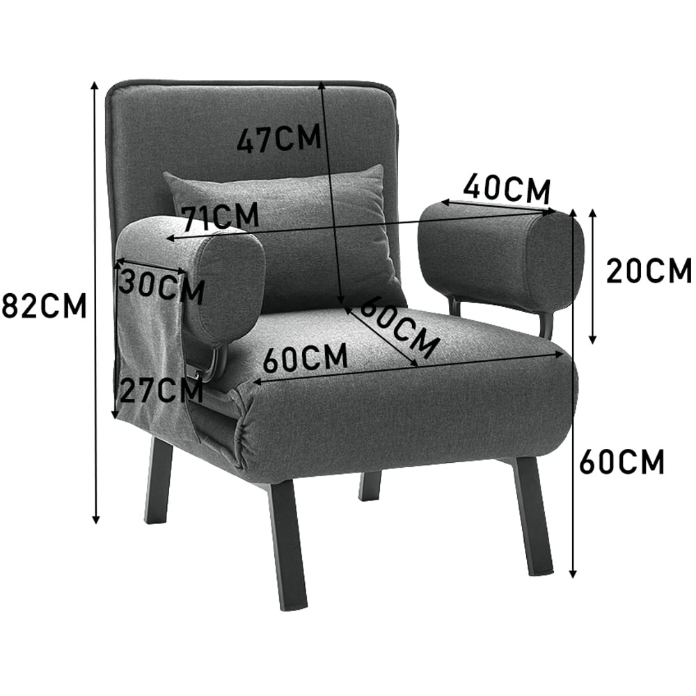 Living and Home Single Seater Grey Convertible Sofa Bed Image 8