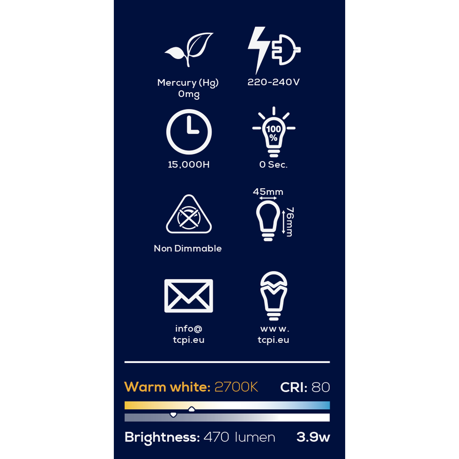 TCP Filament Mini Globe 470L E14 Warm White Bulbs - Warm White Image 3