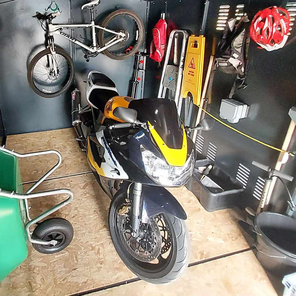 Asgard Gladiator 7 x 18ft Double Door Cream High Security Apex Motorcycle Garage Image 5