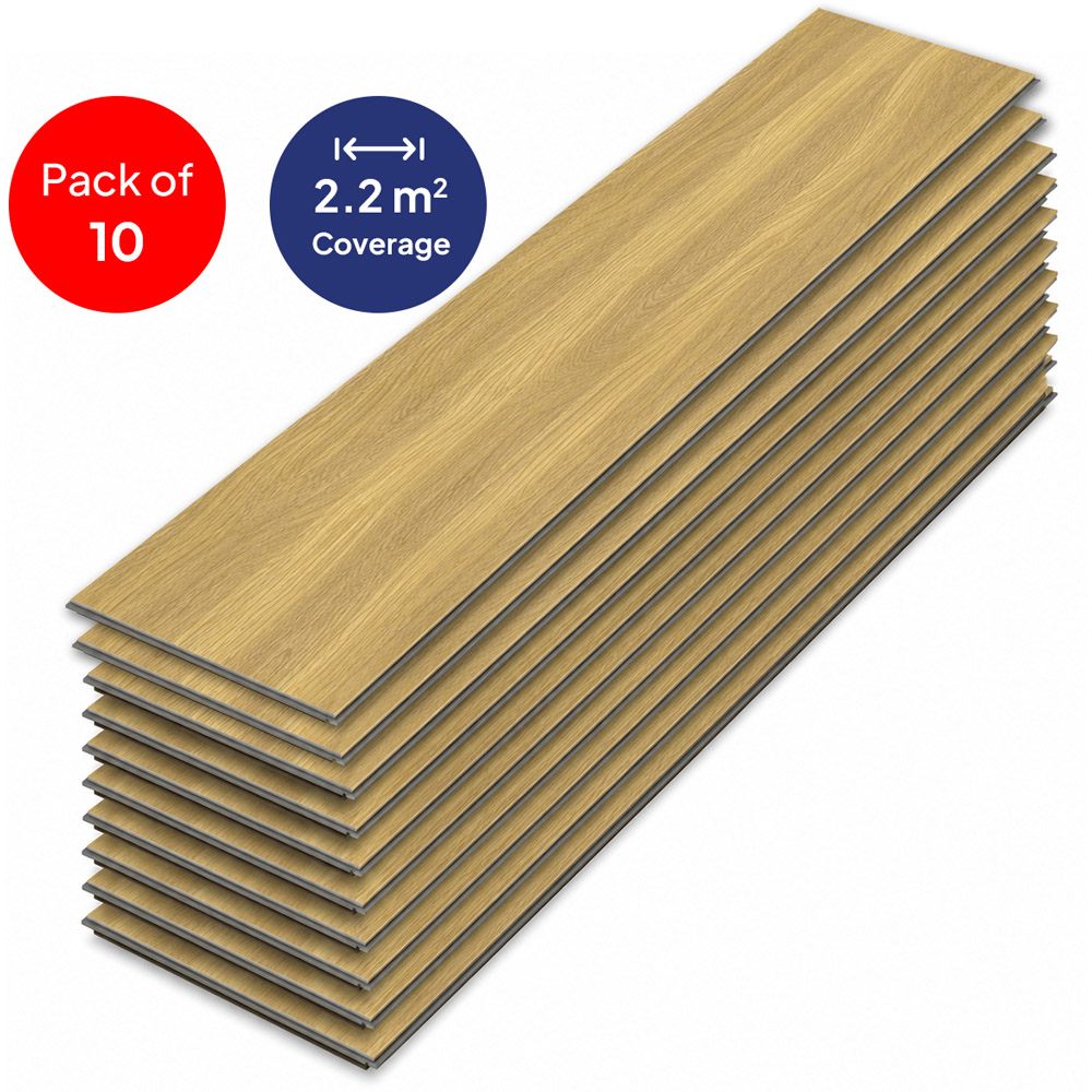 Britwall Medium Oak Wood-Embossed SPC Vinyl Flooring 1220 x 181mm 10 Pack Image 3