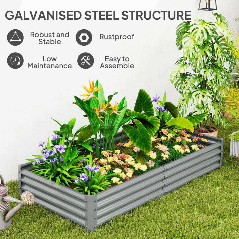 Outsunny Silver Galvanised Raised Garden Bed Image 5