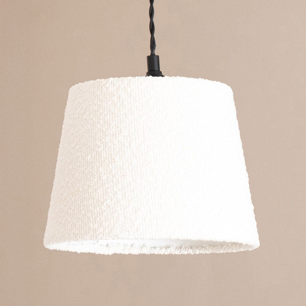 ValueLights Rory Tapered Cream Boucle Lamp Shade 3 Drop Ceiling Pendant Light with LED Bulbs Image 3